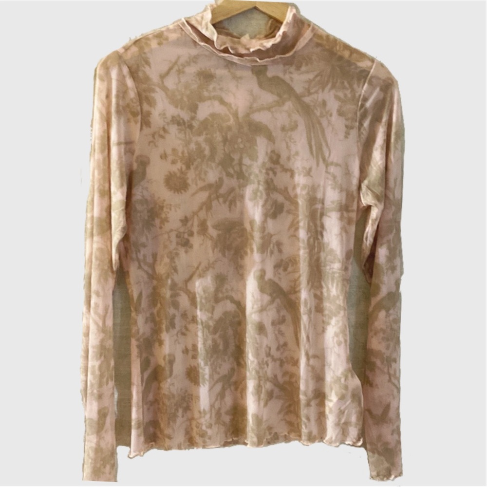 Anthropologie Pilcro sheer floral print turtleneck